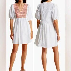 Madewell Embroidered Poplin V-Neck Mini Dress Size XS NWT